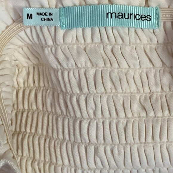 Maurices Strapless Dress Smocked Bodice Floral Applique Sz M 10H - Picture 7 of 7